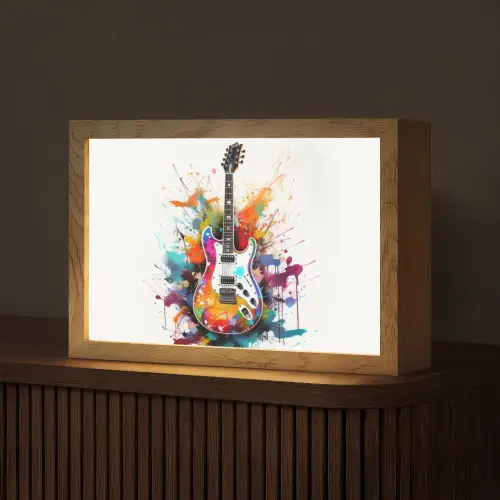 Gitaar - Graffiti - Muziek - Wit Light Box met kabel (Tafellamp) klein -z3d_website