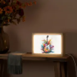 Gitaar - Graffiti - Muziek - Wit Light Box met kabel (Tafellamp) klein -sfeer4