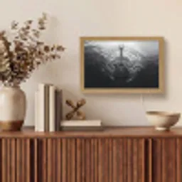 Gitaar - Hout - Water Light Box met kabel (Tafellamp) klein -sfeer2