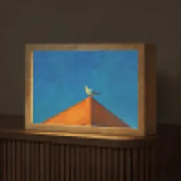 Meeuw - Gebouw - Lucht - Geschilderd Light Box met kabel (Tafellamp) klein -z3d_website