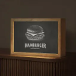 Hamburger - Krijttekst - Zwart - Wit Light Box met kabel (Tafellamp) klein -z3d_website