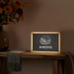 Hamburger - Krijttekst - Zwart - Wit Light Box met kabel (Tafellamp) klein -sfeer4