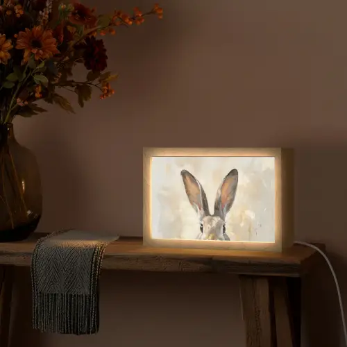 Haas - Oren - Bruin Light Box met kabel (Tafellamp) klein -sfeer4