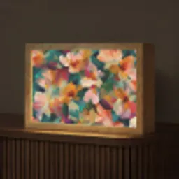 Harmonieus - Abstracte bloemen - Warme tinten Light Box met kabel (Tafellamp) klein -z3d_website