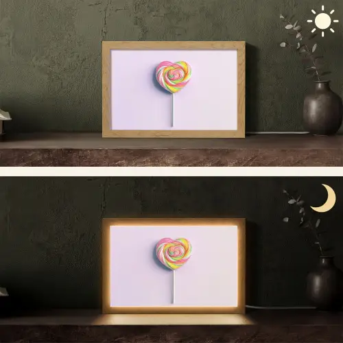 Hart - Lolly - Snoep Light Box met kabel (Tafellamp) klein -sfeer3