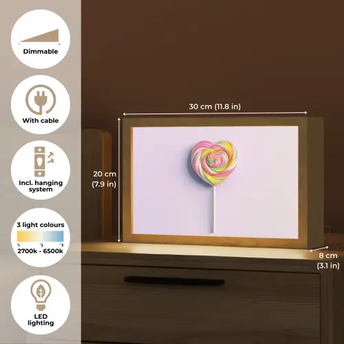 Hart - Lolly - Snoep Light Box met kabel (Tafellamp) klein -USP_EN