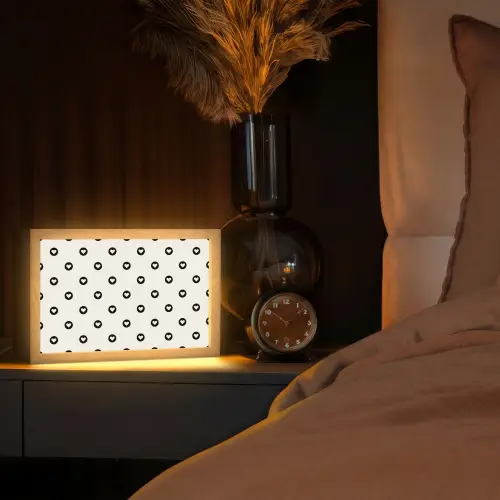 Hart - Rond - Wit - Zwart Light Box met kabel (Tafellamp) klein 924 -sfeer1