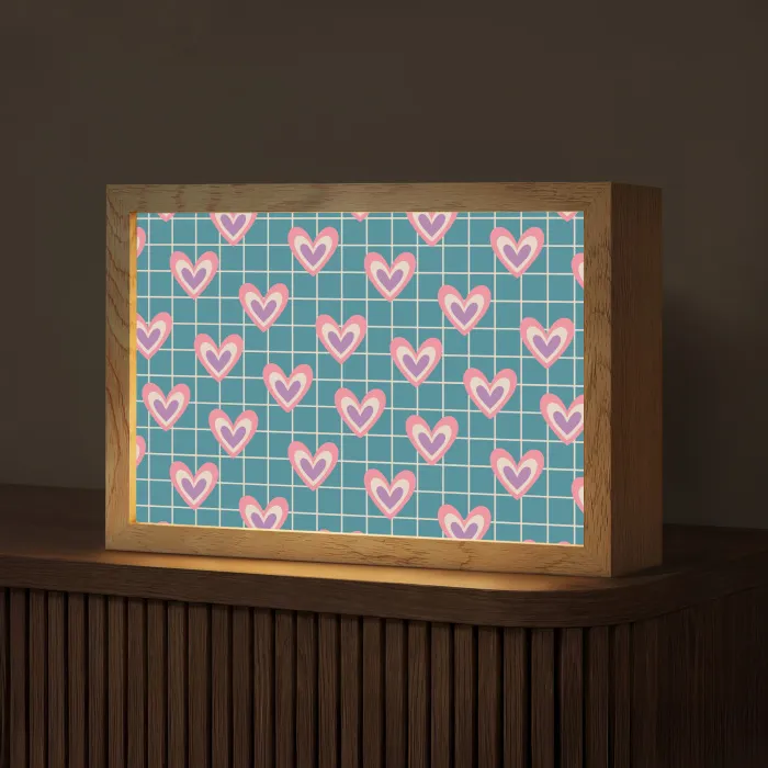 Hartjes - Raster - Patroon - Blauw Light Box met kabel (Tafellamp) klein 924 -z3d_website