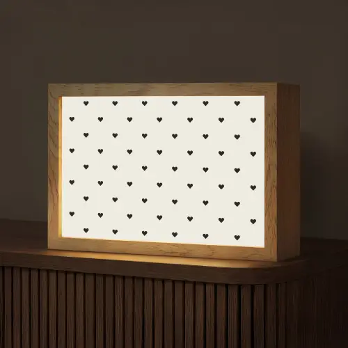 Harten - Liefde - Zwart - Wit Light Box met kabel (Tafellamp) klein 924 -z3d_website