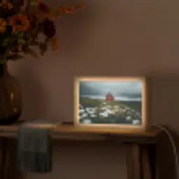 Heuvel - Huisje - Bloemen - Wit Light Box met kabel (Tafellamp) klein -sfeer4
