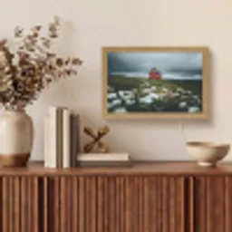 Heuvel - Huisje - Bloemen - Wit Light Box met kabel (Tafellamp) klein -sfeer2