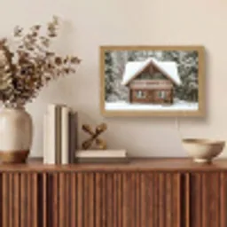 Huis - Bos - Winter - Natuur - Sneeuw Light Box met kabel (Tafellamp) klein -sfeer2