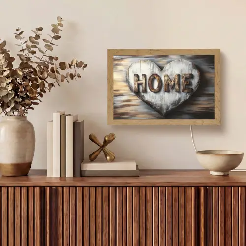 Home - Hart - Houtlook - Liefde Light Box met kabel (Tafellamp) klein -sfeer2