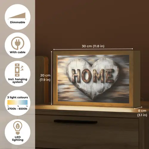 Home - Hart - Houtlook - Liefde Light Box met kabel (Tafellamp) klein -USP_EN