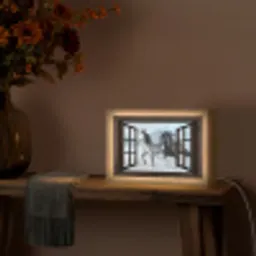 Paarden - Winter - Dieren - Natuur - Doorkijk Light Box met kabel (Tafellamp) klein -sfeer4