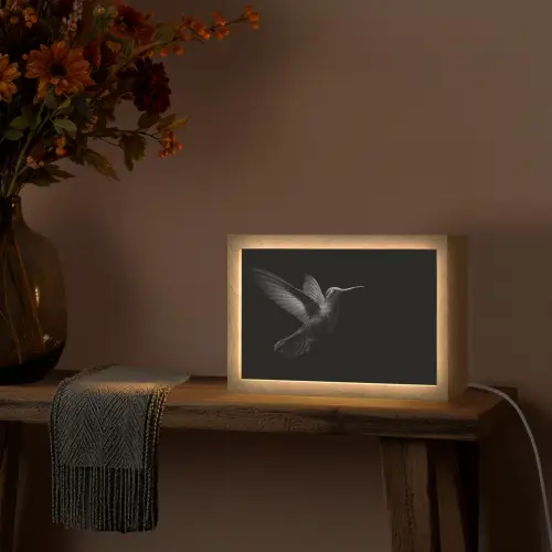 Kolibrie - Zwart - Dieren Light Box met kabel (Tafellamp) klein -sfeer4
