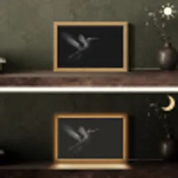 Kolibrie - Zwart - Dieren Light Box met kabel (Tafellamp) klein -sfeer3