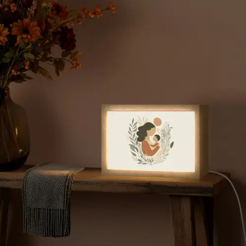 Illustratie - Moeder - Kind - Liefdevol Light Box met kabel (Tafellamp) klein -sfeer4