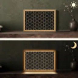 Verweven - Zeshoeken - Zwart - Goud Light Box met kabel (Tafellamp) klein 924 -sfeer3