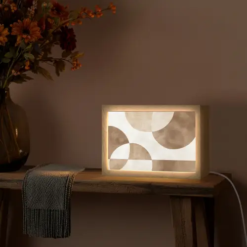 Snijdende cirkels - Overlappende vlakken Light Box met kabel (Tafellamp) klein -sfeer4