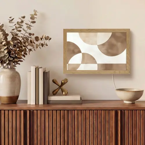 Snijdende cirkels - Overlappende vlakken Light Box met kabel (Tafellamp) klein -sfeer2