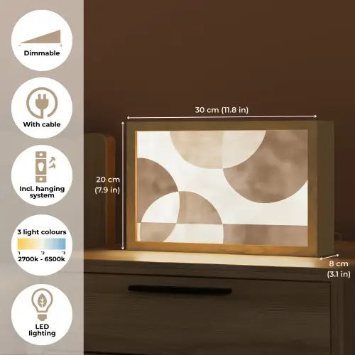 Snijdende cirkels - Overlappende vlakken Light Box met kabel (Tafellamp) klein -USP_EN