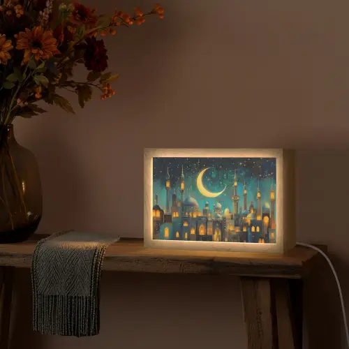 Islamitisch - Moskee - Ramadan - Islam Light Box met kabel (Tafellamp) klein -sfeer4