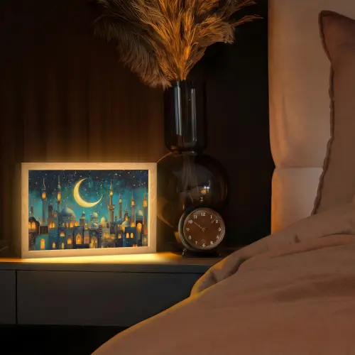 Islamitisch - Moskee - Ramadan - Islam Light Box met kabel (Tafellamp) klein -sfeer1