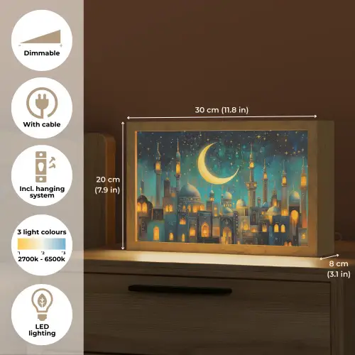 Islamitisch - Moskee - Ramadan - Islam Light Box met kabel (Tafellamp) klein -USP_EN
