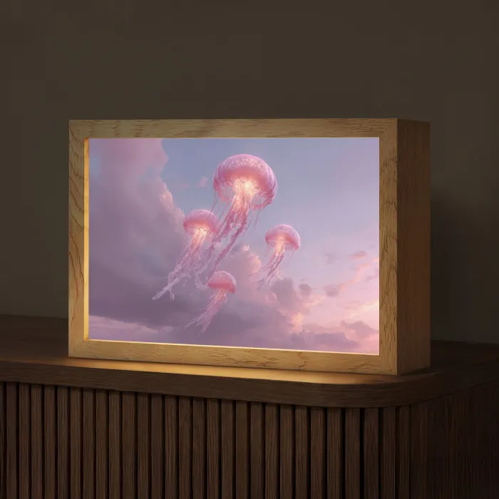 Kwallen - Roze - Wolken Light Box met kabel (Tafellamp) klein -z3d_website