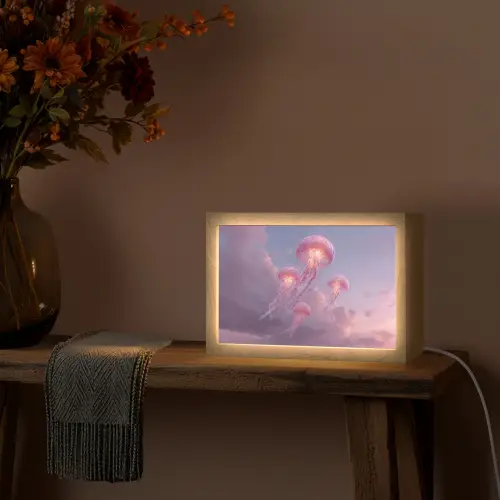 Kwallen - Roze - Wolken Light Box met kabel (Tafellamp) klein -sfeer4