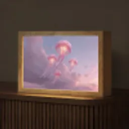 Kwallen - Roze - Wolken Light Box met kabel (Tafellamp) klein -z3d_website