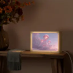 Kwallen - Roze - Wolken Light Box met kabel (Tafellamp) klein -sfeer4