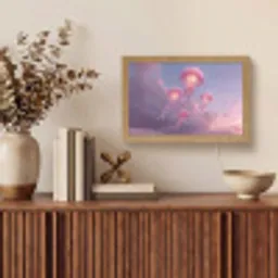 Kwallen - Roze - Wolken Light Box met kabel (Tafellamp) klein -sfeer2