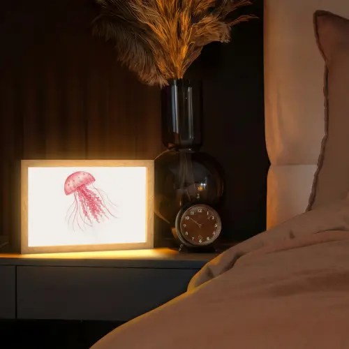 Kwal - Tentakels - Roze Light Box met kabel (Tafellamp) klein -sfeer1