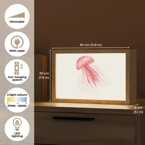 Kwal - Tentakels - Roze Light Box met kabel (Tafellamp) klein -USP_EN