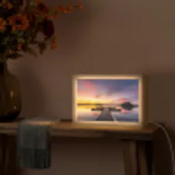 Steiger - Zonsondergang - Water - Zee - Reflectie Light Box met kabel (Tafellamp) klein -sfeer4