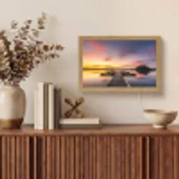 Steiger - Zonsondergang - Water - Zee - Reflectie Light Box met kabel (Tafellamp) klein -sfeer2