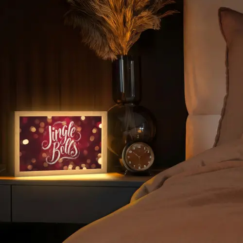 Jingle - Bells - Kerst - Rood Light Box met kabel (Tafellamp) klein -sfeer1