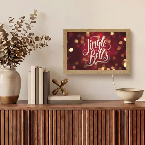 Jingle - Bells - Kerst - Rood Light Box met kabel (Tafellamp) klein -sfeer2