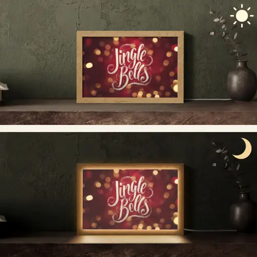 Jingle - Bells - Kerst - Rood Light Box met kabel (Tafellamp) klein -sfeer3