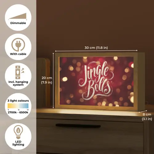 Jingle - Bells - Kerst - Rood Light Box met kabel (Tafellamp) klein -USP_EN