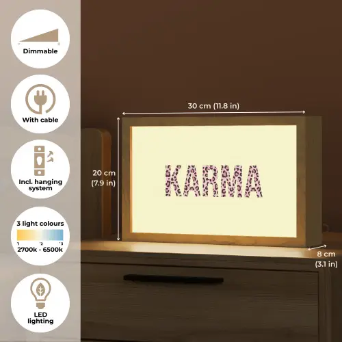 Karma - Luipaardprint - Geel Light Box met kabel (Tafellamp) klein -USP_EN