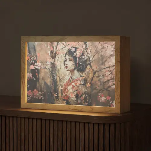 Kimono - Vrouw - kersenbomen Light Box met kabel (Tafellamp) klein -z3d_website