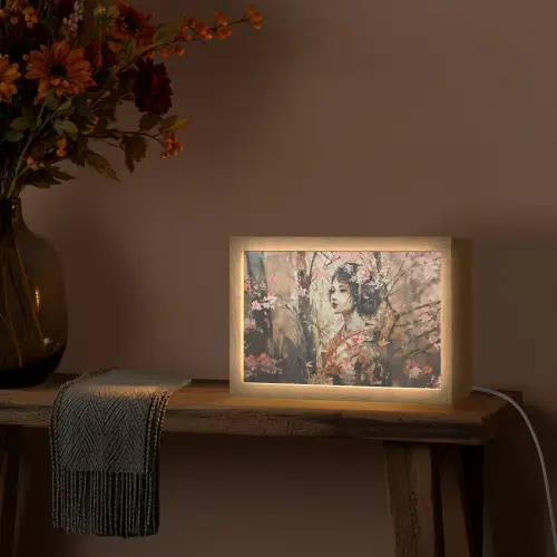 Kimono - Vrouw - kersenbomen Light Box met kabel (Tafellamp) klein -sfeer4