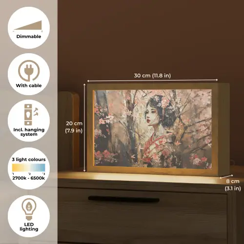 Kimono - Vrouw - kersenbomen Light Box met kabel (Tafellamp) klein -USP_EN