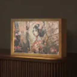 Kimono - Vrouw - kersenbomen Light Box met kabel (Tafellamp) klein -z3d_website