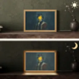 Koning - Portret - Druipende gele verf Light Box met kabel (Tafellamp) klein -sfeer3