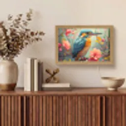 IJsvogel - Bloesem - Natuur - Vogels - Bloemen Light Box met kabel (Tafellamp) klein -sfeer2