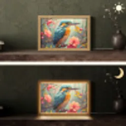 IJsvogel - Bloesem - Natuur - Vogels - Bloemen Light Box met kabel (Tafellamp) klein -sfeer3